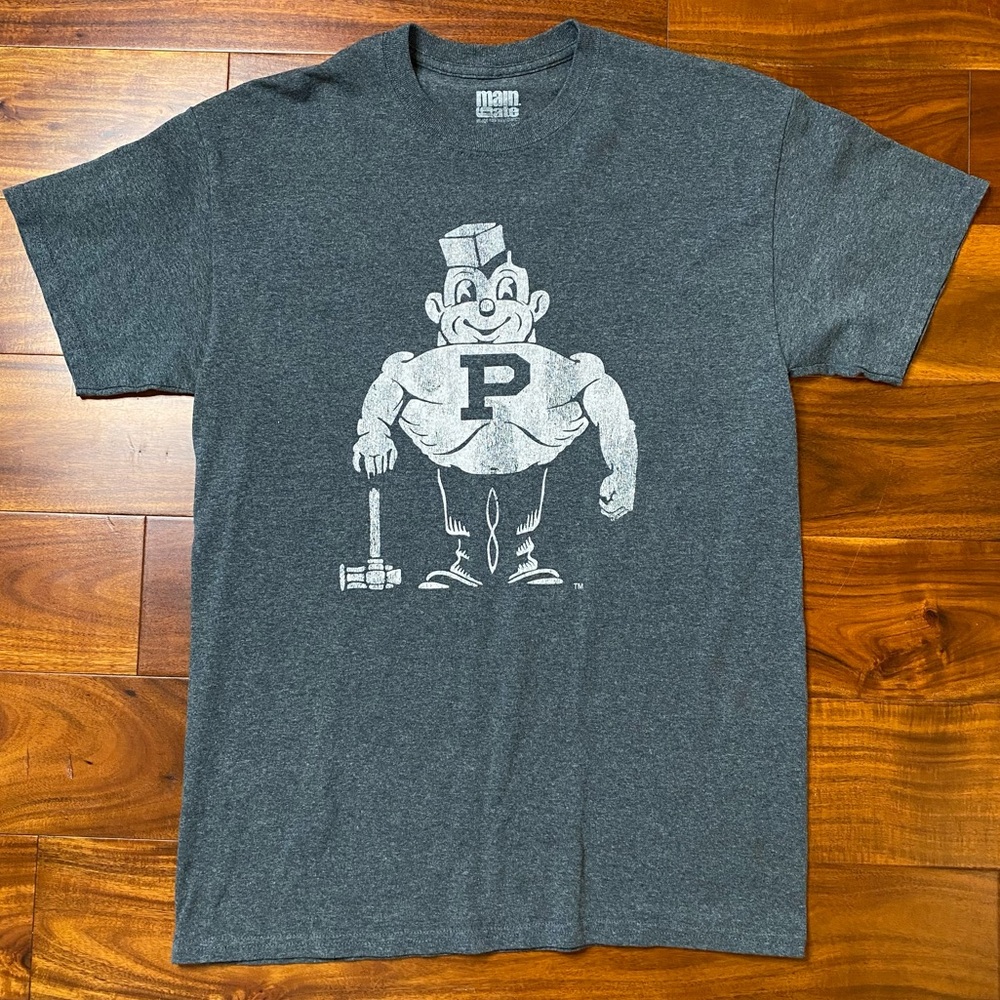 EUC Men’s Size Medium, Purdue University Main Gate Heather Gray T-Shirt